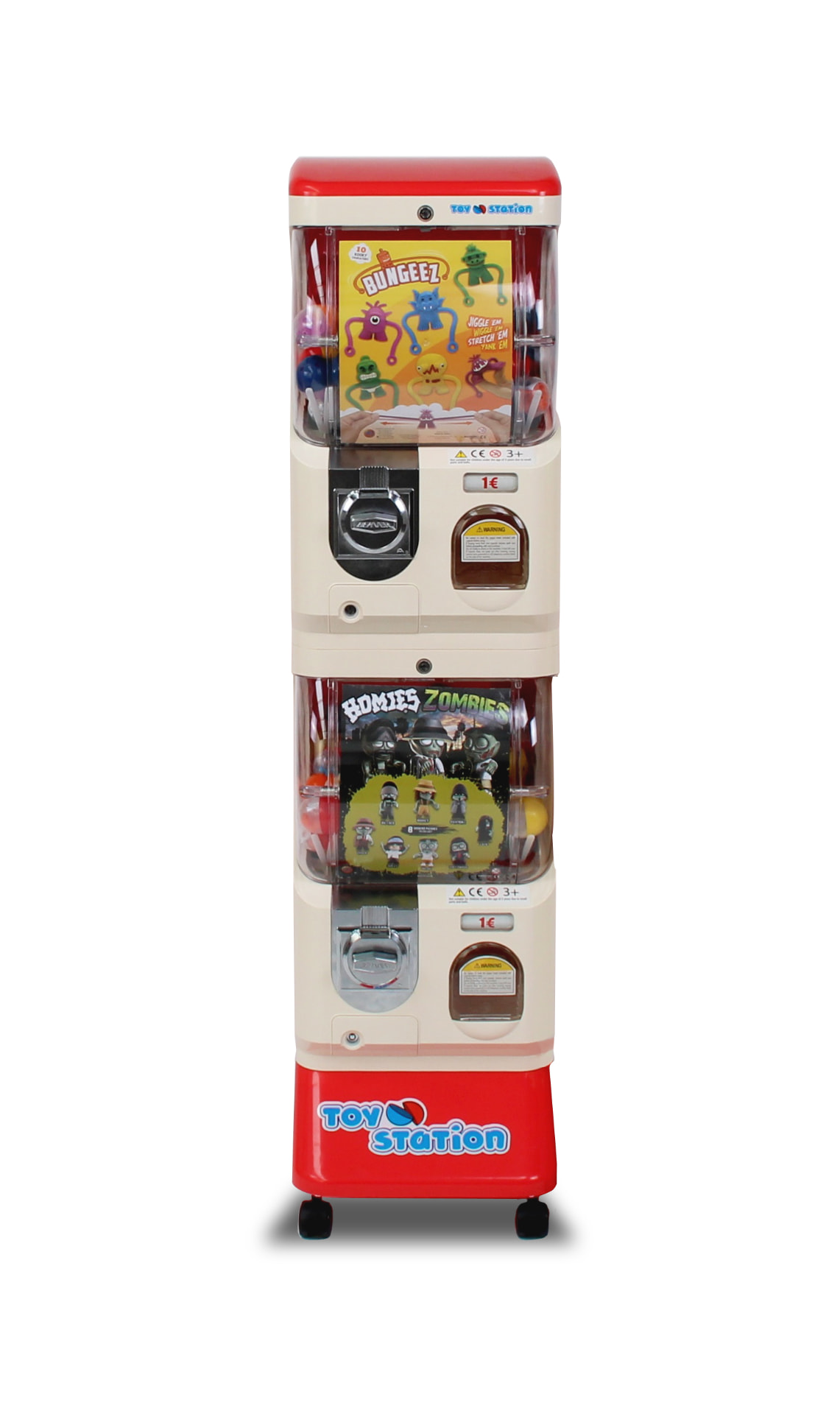 2er-Spielzeugautomat Toy Station in Rot und Creme mit zwei Kapselfächern